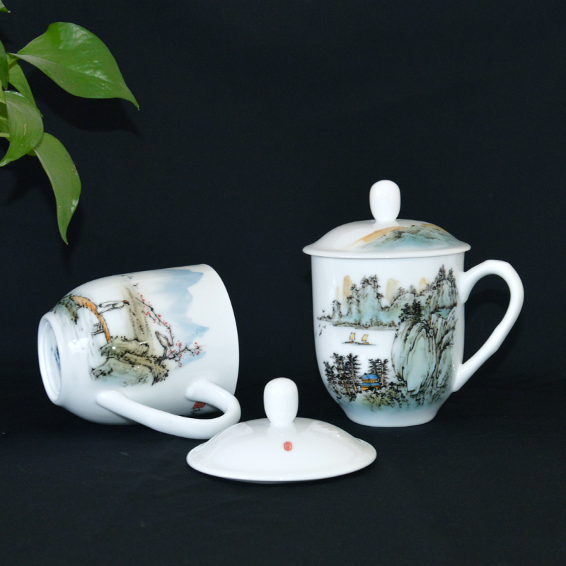 New liling porcelain teacup tea cup large capacity and household hand - made under glaze color porcelain gifts