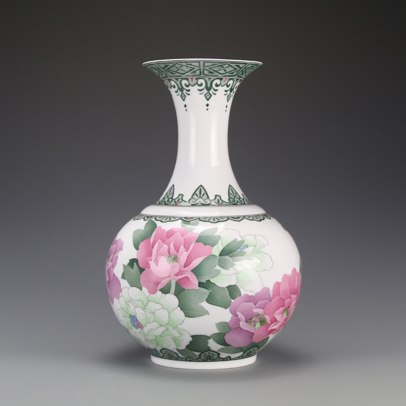 Under the liling porcelain glaze porcelain good remit wucai study furnishing articles home decoration vase peony flowers sitting room