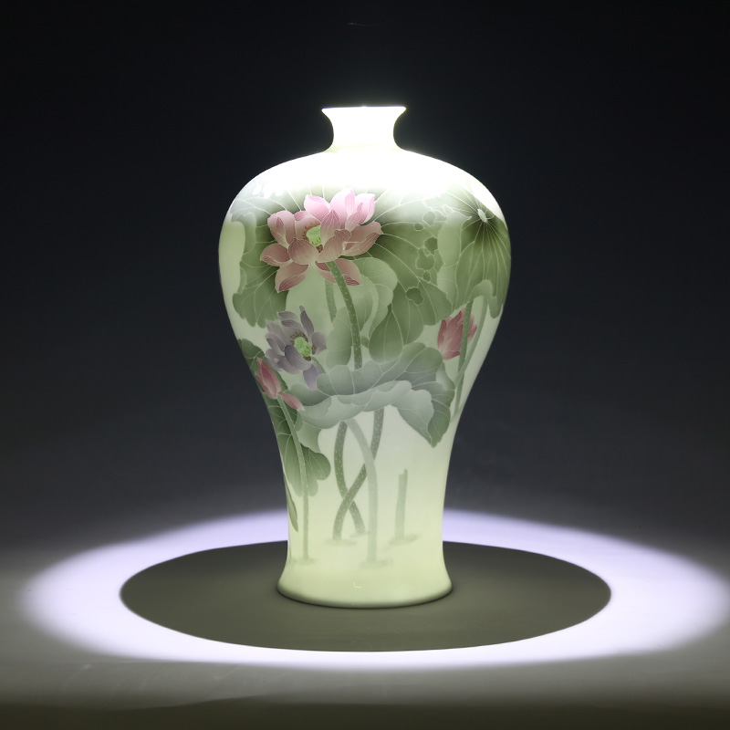 Under the liling glaze porcelain good remit home furnishing articles colorful ceramics ceramic vases, hand - made of green leaf graceful