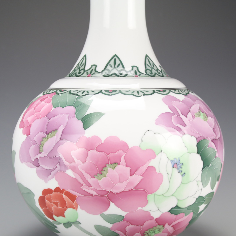 Under the liling porcelain glaze porcelain good remit wucai study furnishing articles home decoration vase peony flowers sitting room