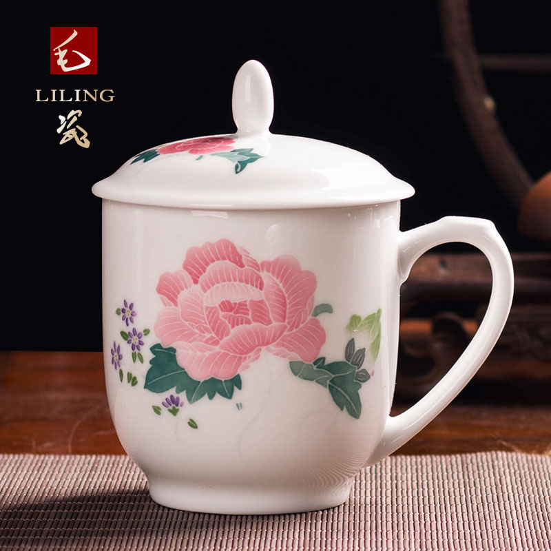 MAO liling porcelain cup next spring, summer, autumn and winter hand draw glaze color classic work conference tea cup gift cup business gifts