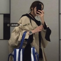 2019 Korean chic vintage Joker tooling loose oversized casual pocket waist windbreaker coat women