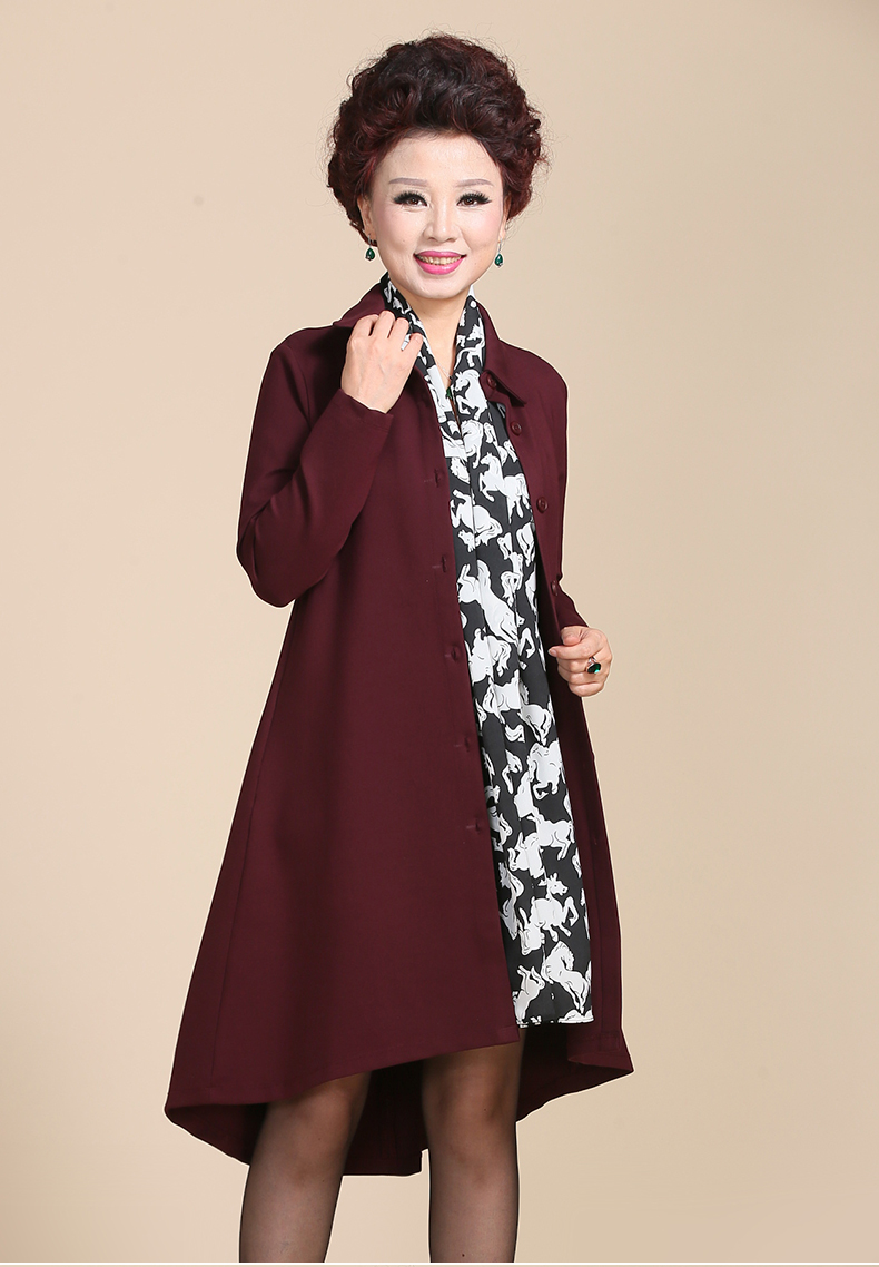 中老年女装春装风衣40-50岁妈妈装秋装外套中长款单排扣大码上衣