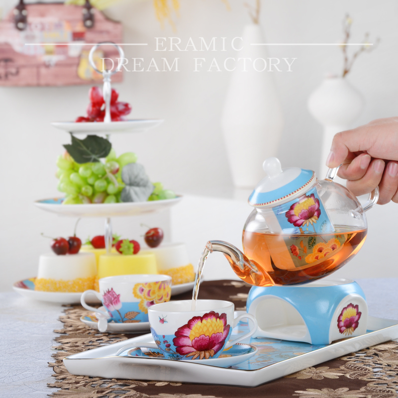 The Dao yuen court dream ipads China tea tea set suit European household flower pot heating heat resistant glass based fruit tea POTS