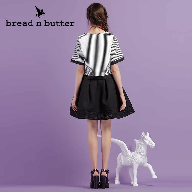 【新品首发】bread n butter面包黄油品牌女装竖条纹短款T恤上衣