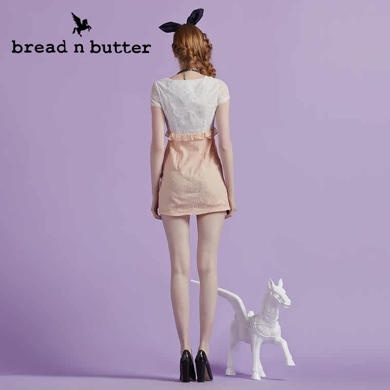 【商场同款】bread n butter面包黄油品牌女装高腰蕾丝短裙连衣裙