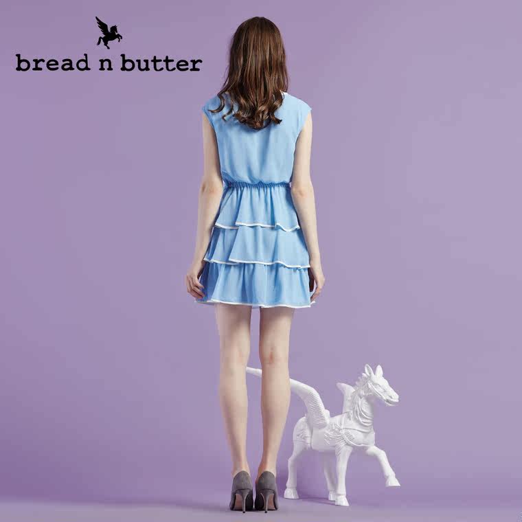 【商场同款】bread n butter面包黄油品牌女装雪纺高腰无袖连衣裙
