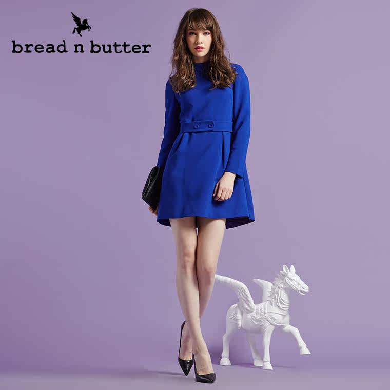 【商场同款】bread n butter面包黄油品牌女装气质修身立领连衣裙