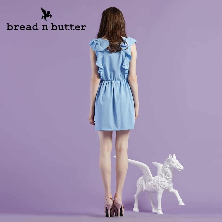 【商场同款】bread n butter面包黄油品牌女装荷叶袖A字连衣裙女