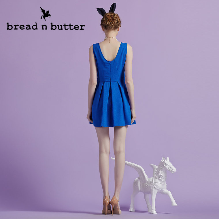 【商场同款】bread n butter面包黄油品牌女装高腰露背无袖连衣裙