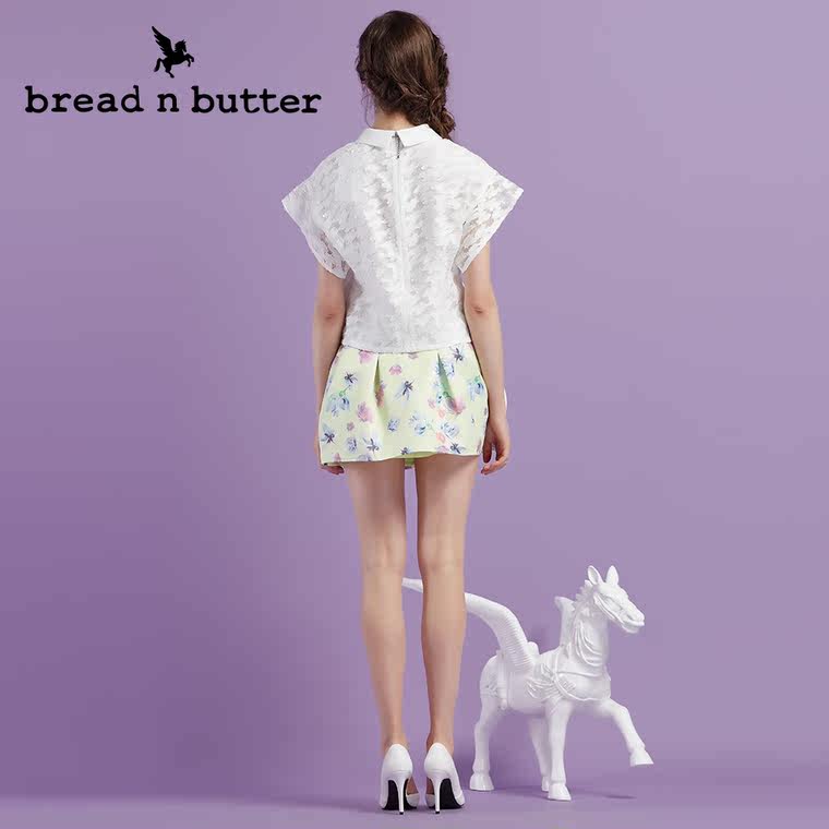 【新品首发】bread n butter面包黄油品牌女装镂空钩花短款蕾丝衫