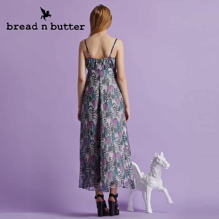 【商场同款】bread n butter面包黄油品牌女装雪纺吊带长裙连衣裙