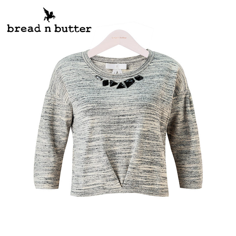 【商场同款】bread n butter面包黄油品牌女装时尚短款套头针织衫