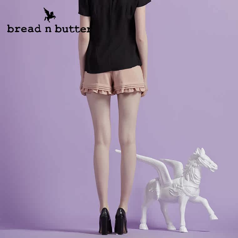 【商场同款】bread n butter面包黄油品牌女装花边高腰热裤短裤女