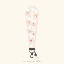 Cherry rabbit hand-painted illustration mobile phone lanyard creative cute rope portable long short hanging neck rope