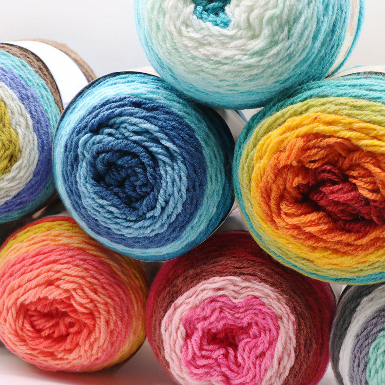 编织粗围巾毛线渐变花色粗毛线手编围巾线外套线毛线粗线围巾线