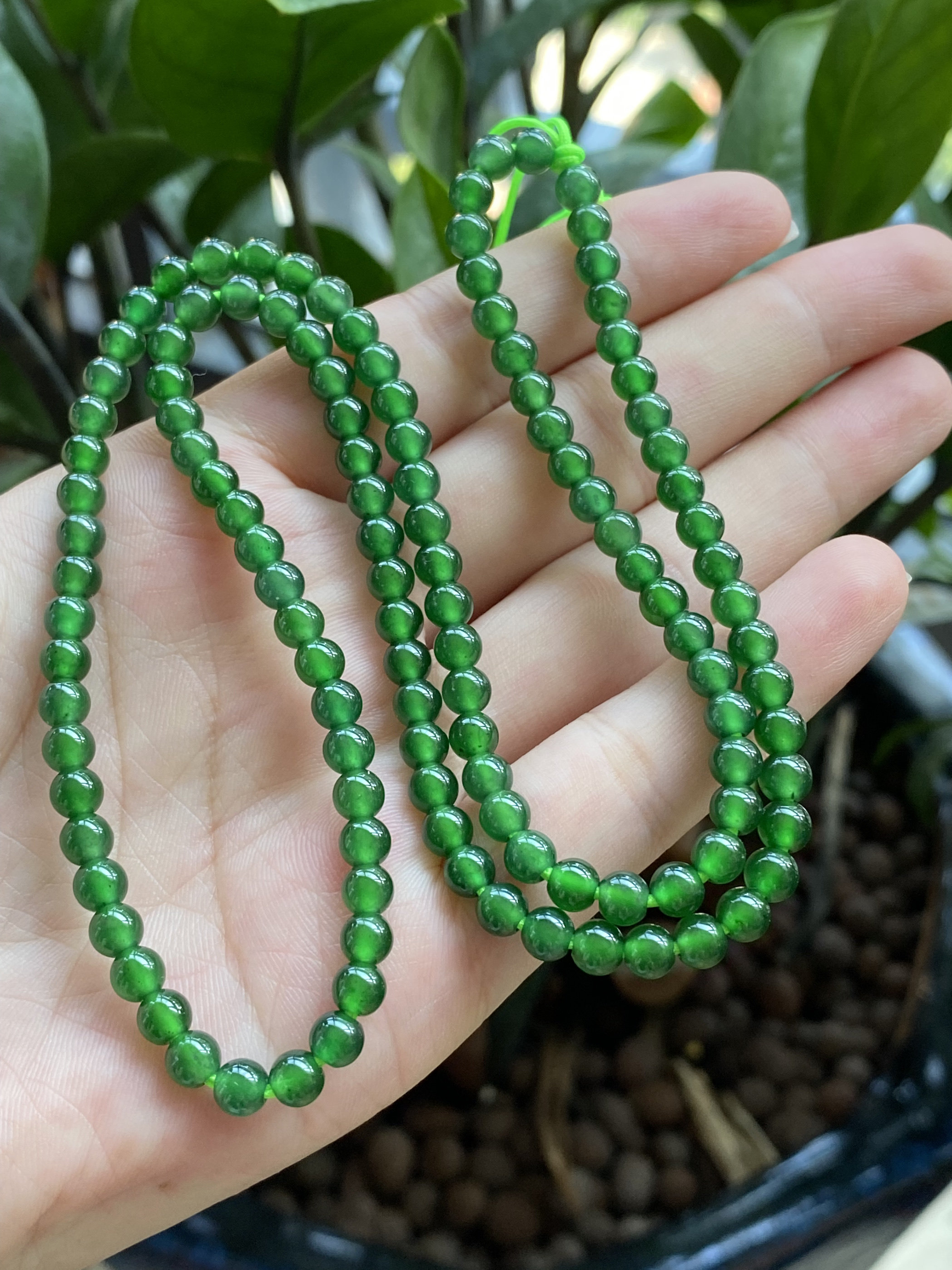 天然a货翡翠高档项链冰透帝王绿辣绿满绿色大卡位珠链多圈手链5mm