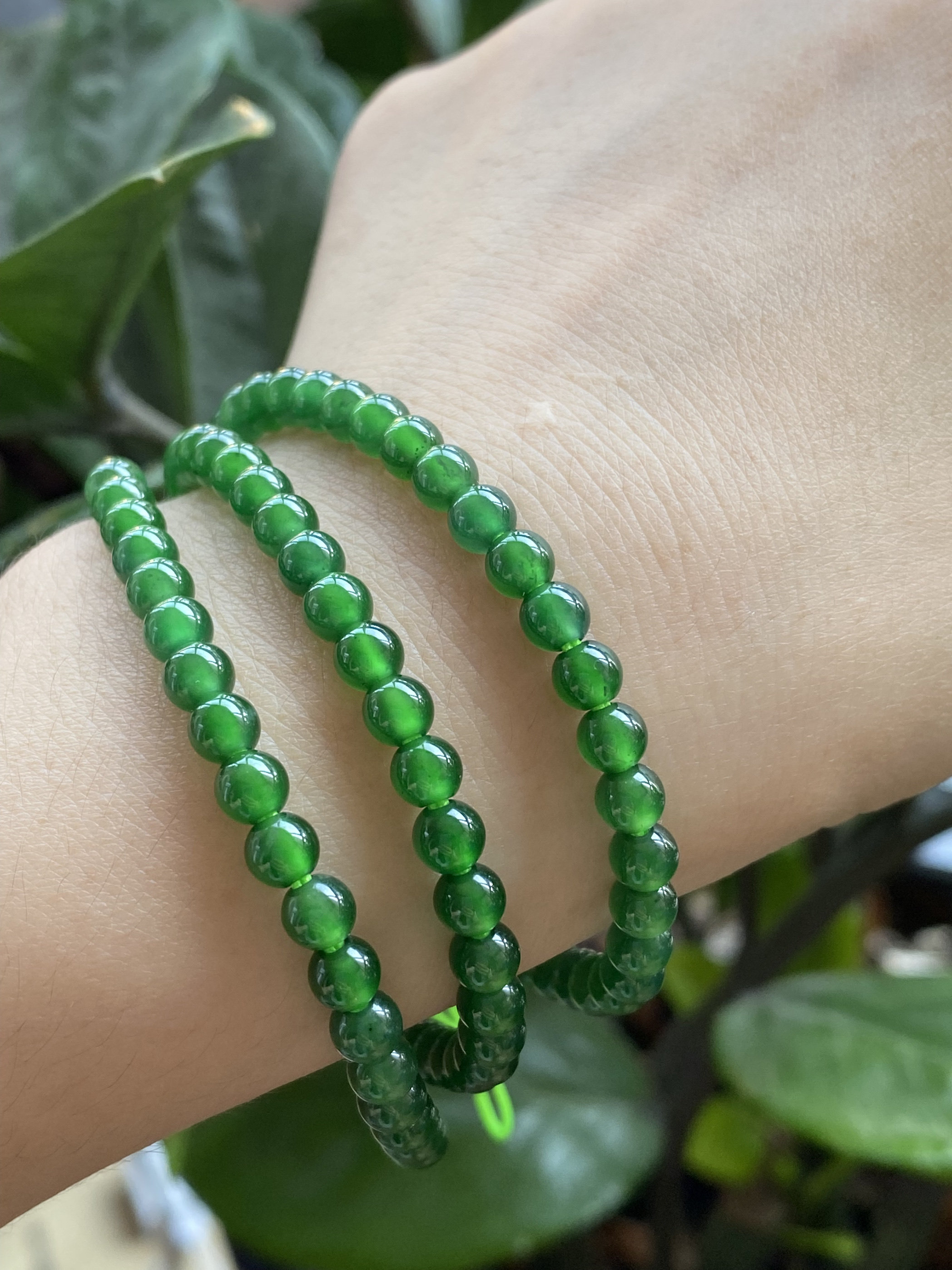天然a货翡翠高档项链冰透帝王绿辣绿满绿色大卡位珠链多圈手链5mm