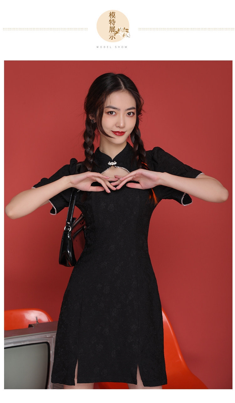 艳如飞法式旗袍年轻款中国风女装夏季女复古国潮小个子少女改良版