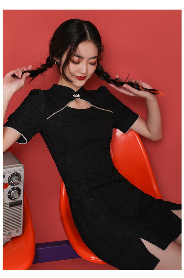 艳如飞法式旗袍年轻款中国风女装夏季女复古国潮小个子少女改良版