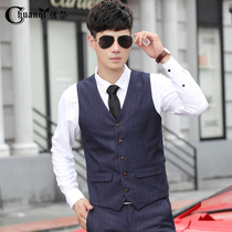 legendary suit vest men's striped slim British men's vest trendy Korean business solid color vest