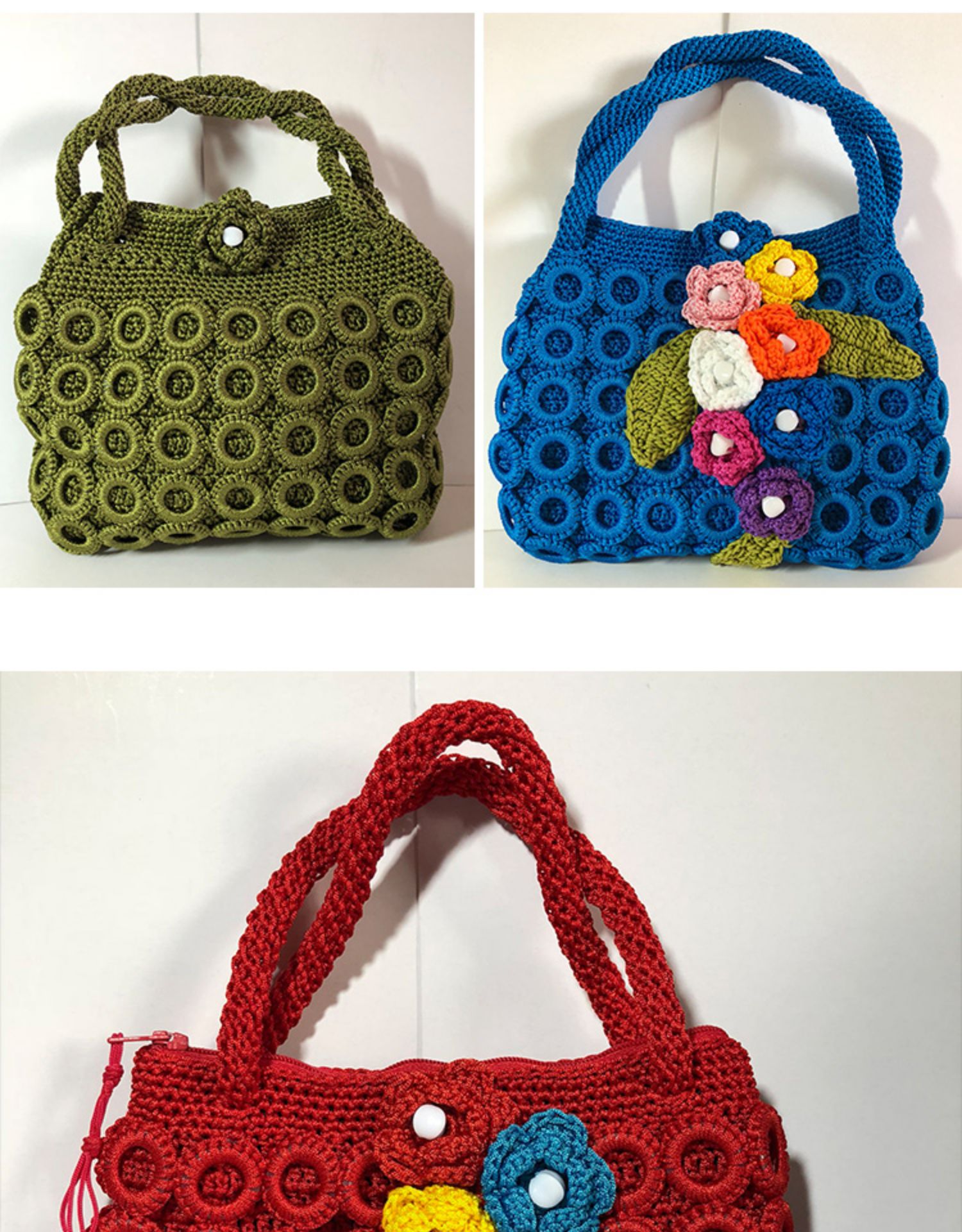 女包手提包空心线编织包 毛线包 圈圈成品包 小方包 手工钩包 包邮