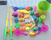 (Daily special)Childrens fishing toy fishing rod Magnetic double-sided three-dimensional fish set large fishing rod