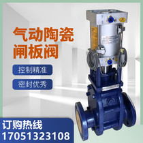Z644TC-10 pneumatic ceramic double gate valve pneumatic wear-resistant ceramic feed valve pneumatic double flapper valve DN50