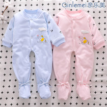 First baby clothes winter thin cotton one-piece clothes with feet freshly baby added cotton buns feet khaclothes autumn winter cotton clothes