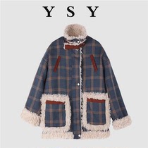 Large-yard fat mm retro lamb hair coat thickening lamb coat winter dress new loose and lean temperament cotton
