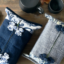 Chinese national style household tissue box Chinese fabric art plate buckle car with pumping paper box Old cloth creative desktop storage box