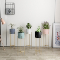 Nordic wrought iron flower rack living room company hotel lobby flower pot rack potted frame net red flower rack INS floor type