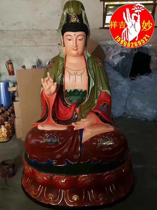 Temple Big Buddha Resin Buddha Statue Guanyin Bodhisattva Shancai Dragon Girl Boy Girl Guanyin Boy Child Buddhist supplies