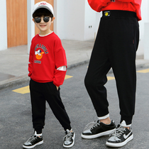 Little boy pants spring and autumn mens treasure 2021 autumn trousers cotton tide handsome fashionable Korean version of foreign style childrens clothing