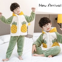 Baby pajamas autumn and winter flannel children coral velvet home clothing mens treasure autumn two-piece infant cute