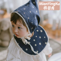 Cotton baby Cucins Han version Ocean Gas Saliva Towel Hat Suit Baby Newborn Daughter Pure Cotton Bib Elf Hat