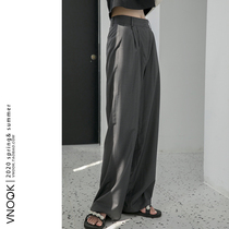 VNOOK2020SS straight tube wide leg trousers womens summer high waist hanging solid color versatile casual trousers