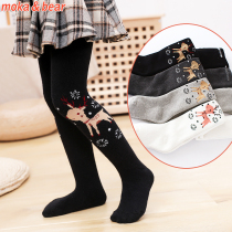 Autumn and Winter Childrens pantyhose plus velvet New Elk baby Terry integrated leggings girls long tube plus velvet pants socks