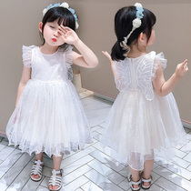 2 female baby Butterfly 6 fairy Wind Lianlian dress 3 Summer 7 girl Princess Dresses 5 children Pomong net yarn dress 4