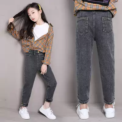 Girls' jeans spring and autumn 2019 new Korean student trousers foreign school big boy girl daddy pants