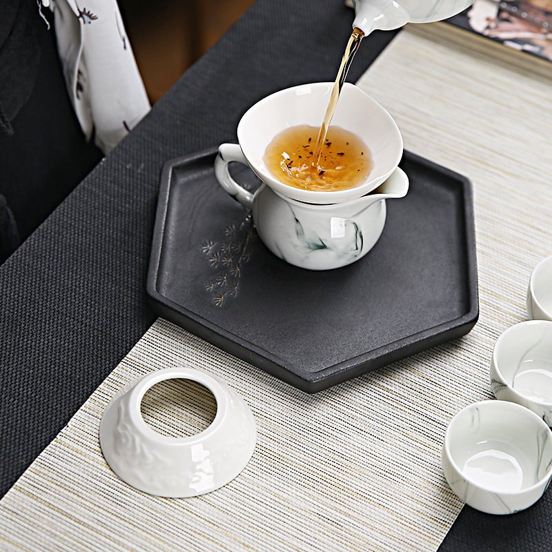 TaoMingTang ceramic filter) screen pack white porcelain) suit tea tea set tea strainer