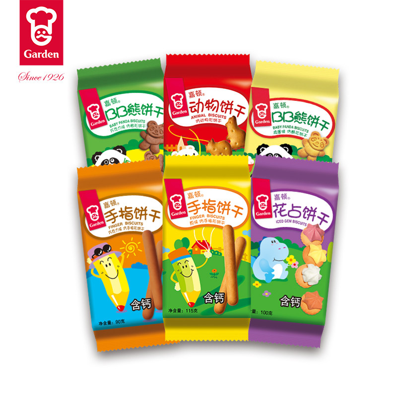 嘉顿儿童零食童趣饼手指饼花占饼动物饼6包装童年怀旧零食小熊饼