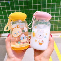 Glass Cup Cartoon Girl Hearts Cute Super Cute Children Han Version Portable student Mens small heat insulation with hand water glass