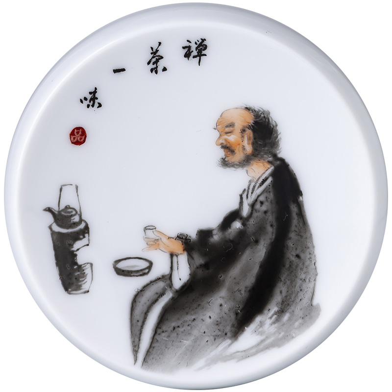 Holy big ceramic cover employ hand - made new see zen tea character saucer cover all hand jingdezhen tea accessories