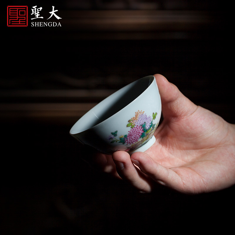 Santa teacups hand - made ceramic kungfu heavy pastel UFO CongJu heart cup cup of jingdezhen tea service master