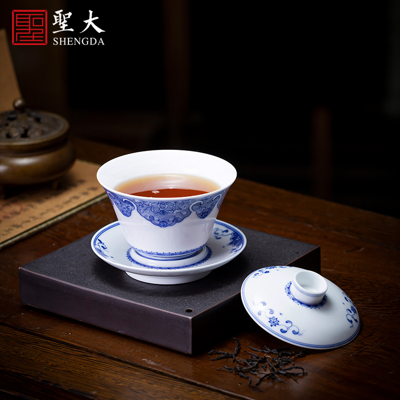 St large ceramic three blue and white best floral print tureen edging tureen tea bowl full manual of jingdezhen tea service