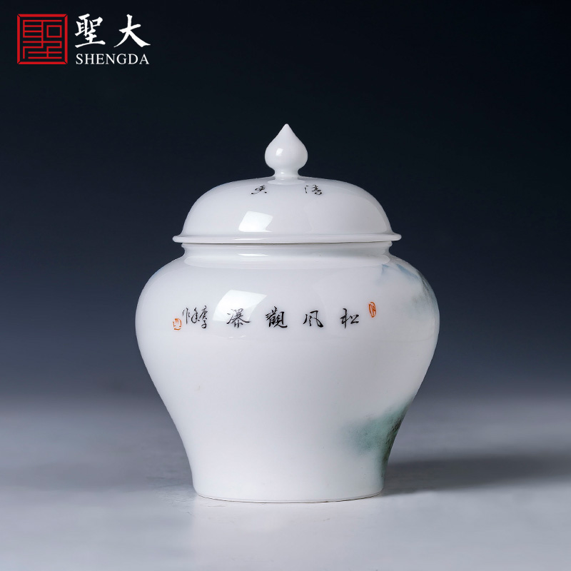 Holy big ceramic tea pot new hand - made color landscape general storage POTS of jingdezhen all hand tea accessories