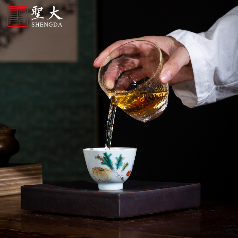 Holy big cup sample tea cup manual hand - made ceramic kungfu pastel fruits and vegetables grain masters cup of jingdezhen tea service by hand