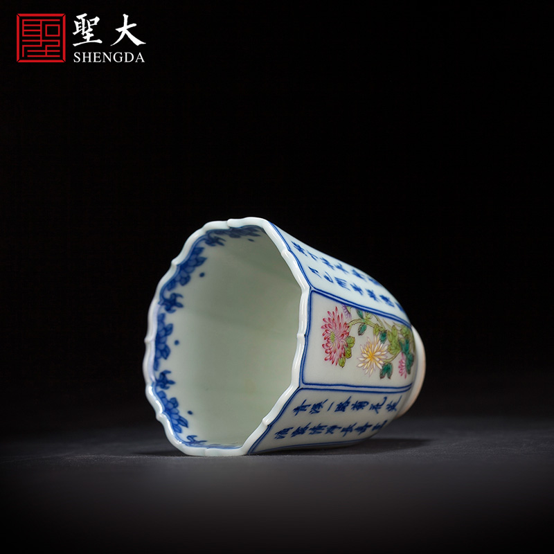 Holy big ceramic kung fu teacups hand - made porcelain enamel by patterns lotus keller cup of jingdezhen tea service master