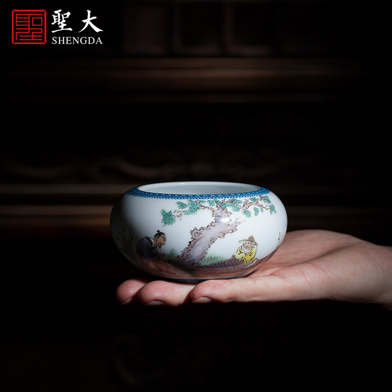 The big four writing brush washer all hand jingdezhen ceramic antique wang pastel character writing brush washer is placed on The questions and answers